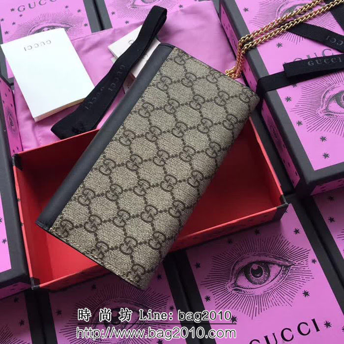 GUCCI古馳 歐洲正品原單 padlock系列 最新二折款 爆款鏈條皮夾 453506 pvc黑皮 WTG1186